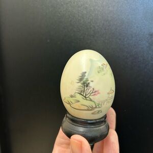 Hand-Painted Decorative Egg with Stand